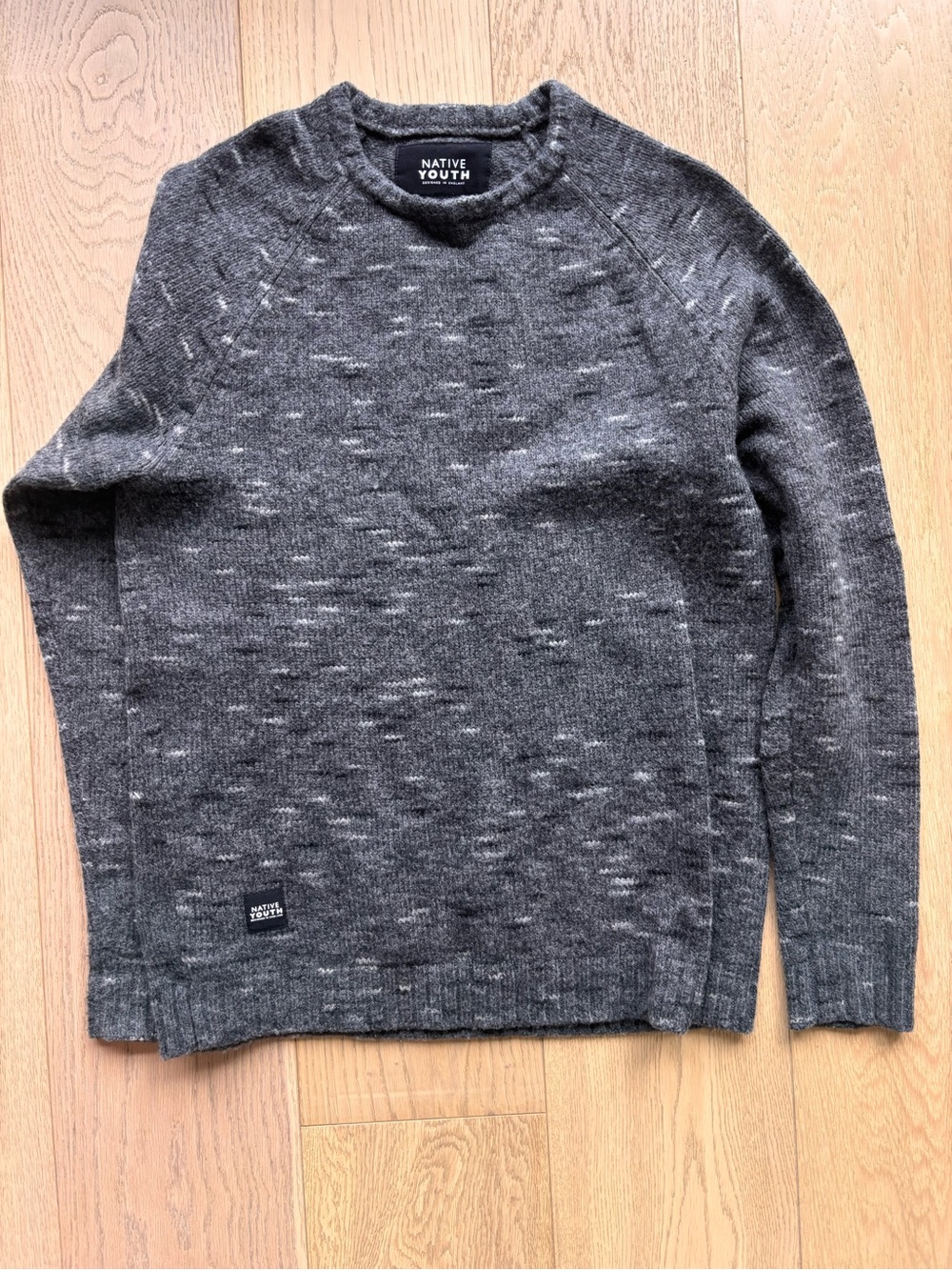 NATIVE YOUTH Charcoal Fleck Crewneck Sweater